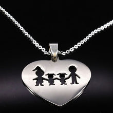 Load image into Gallery viewer, Stainless Steel Girls Boys Necklace Women Mama Kids Neckless Jewelry Accessories Silver Color Family Necklaces Jewerly N7191