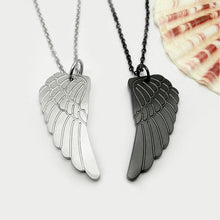 Load image into Gallery viewer, 2/PCS Popular tainless Steel Angel Wings pendant Necklace Black Feather long Chain Choker lover Jewerly Gift For Couple Friends