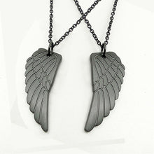 Load image into Gallery viewer, 2/PCS Popular tainless Steel Angel Wings pendant Necklace Black Feather long Chain Choker lover Jewerly Gift For Couple Friends