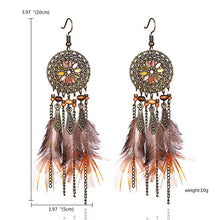 Load image into Gallery viewer, Women Tassel Dangle Long Earrings For Women Owl Leaf Feather earrings Jewelry Earrings Bride Jewelry