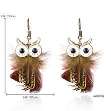 Load image into Gallery viewer, Women Tassel Dangle Long Earrings For Women Owl Leaf Feather earrings Jewelry Earrings Bride Jewelry