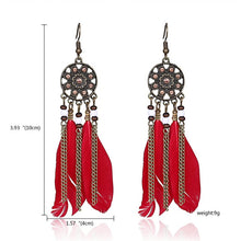 Load image into Gallery viewer, Women Tassel Dangle Long Earrings For Women Owl Leaf Feather earrings Jewelry Earrings Bride Jewelry